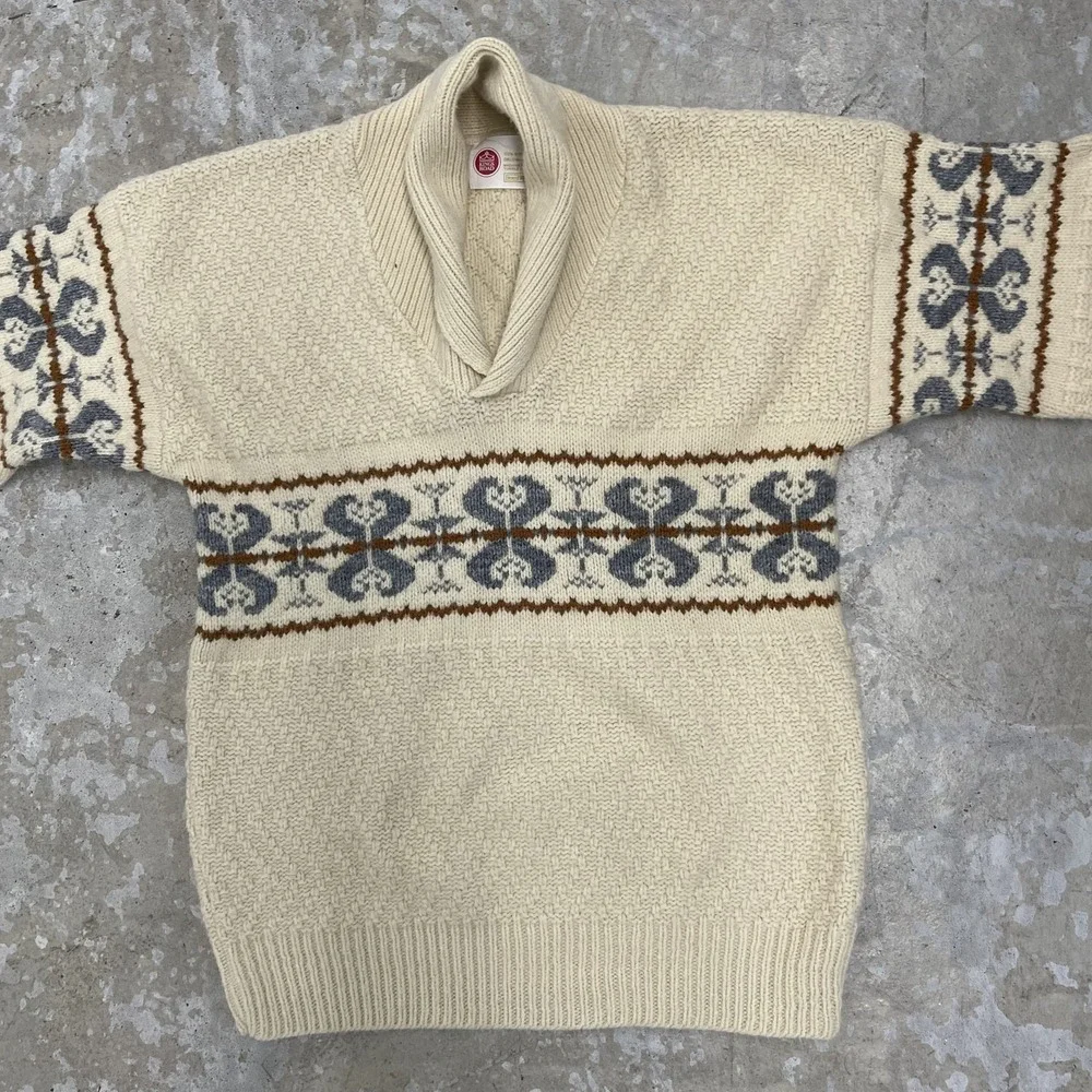 Vintage Kings Road Sweater Mens‎ Medium Shawl Collar Knit Pullover 70s